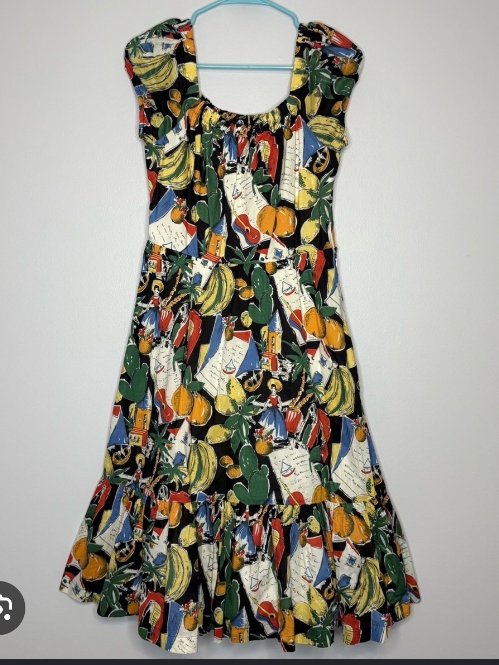 J. Crew Postcard Black Strapless Fruit & Sail Print Sundress 8P